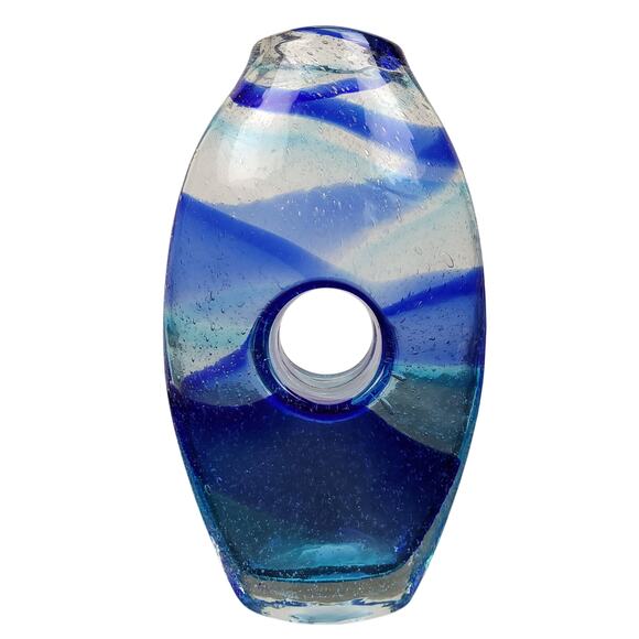 Vintage Margie's Garden Bubble Glass Art 10" & 5" Handblown Donut Hole Vase Set - Picture 2 of 12